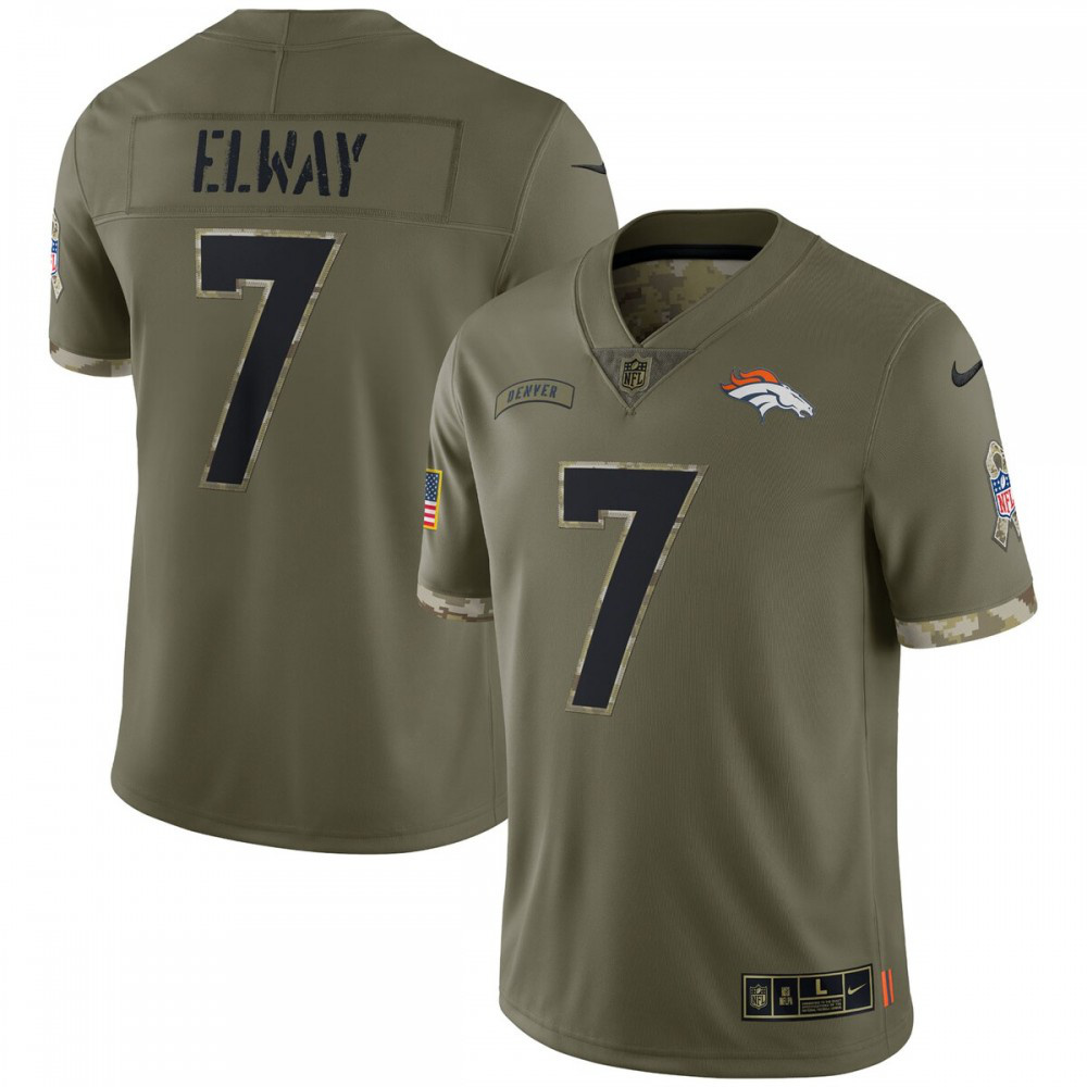 John Elway Denver Broncos 2022 Salute To Service Retired Player Limited Jersey - Olive-Profan Arena